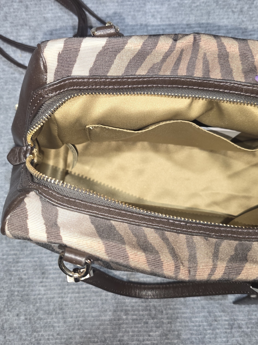 Coach Madison Madeline 26634 Zebra Print Brown Leather Satchel Crossbody Bag - Picture 9 of 16